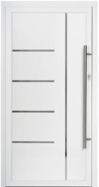 White Minimalist Modern Composite Door with Slimline Steel Handle
