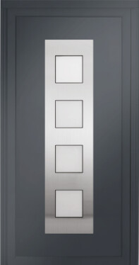 Grey Modern Composite Door with Four Square Central Windows