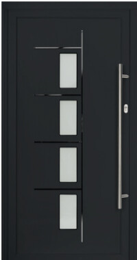 Black Modern Composite Door with Large Steel Handle